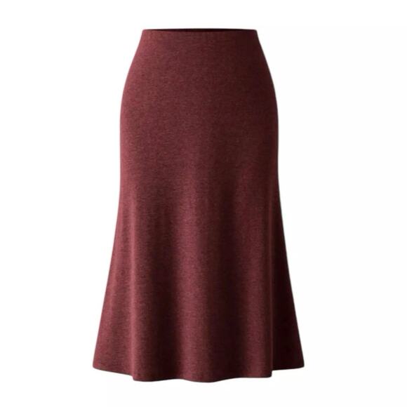 New OGL Women’s Soft Thermal Pull-On Midi Skirt Stretch Red $50 Small 1354-T